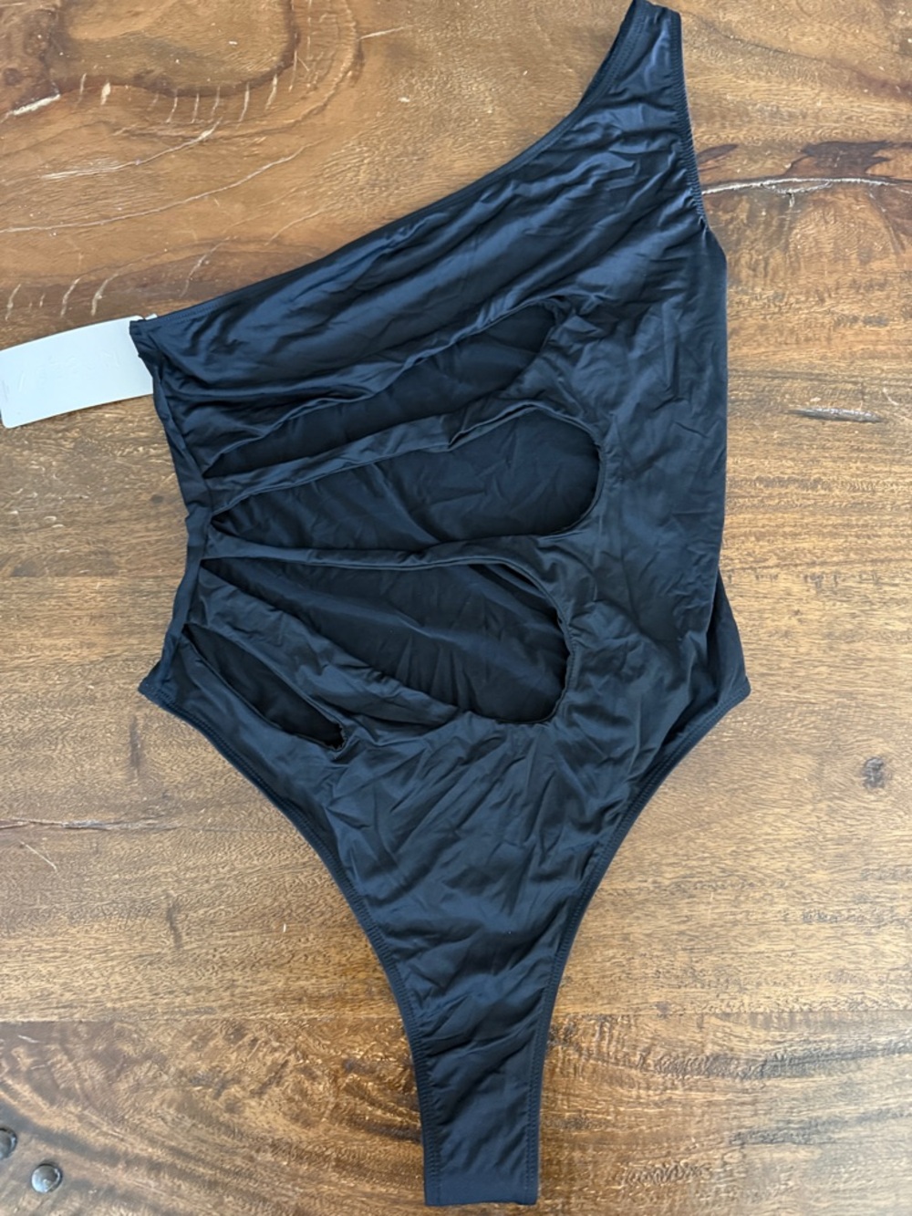 Asymmetrical Black Cutout One-Piece Swimsuit